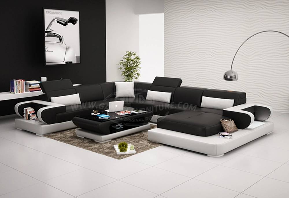 Chinese New Modern Living Room Furniture 7 Seater Leather Leisure Sofa