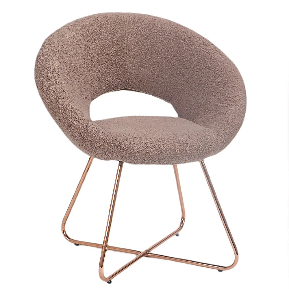 Luxury Velvet Upholstered Moon Arm Restaurant Cafe Bar Backrest Metal Leisure Chair(ZG23-036)