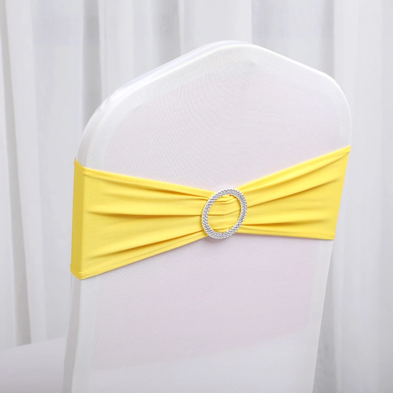 Stretch Spandex Chair Sashes for Wedding Party Banquet Decoration Elastic Bulk Chair Cover with Buckle Engagement Event