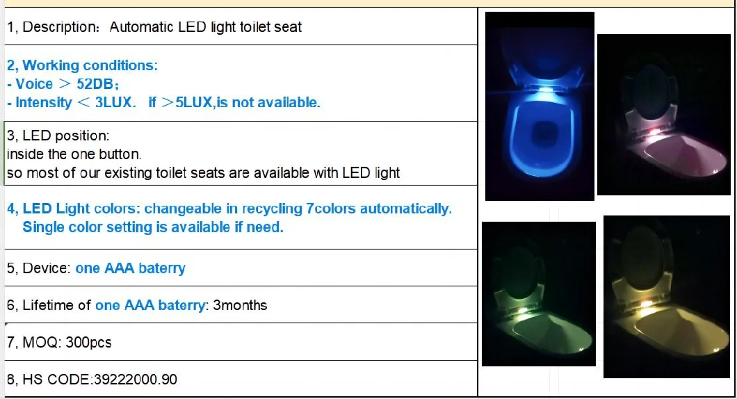 2023 New Style Automatic Control LED Toilet Seat Cover