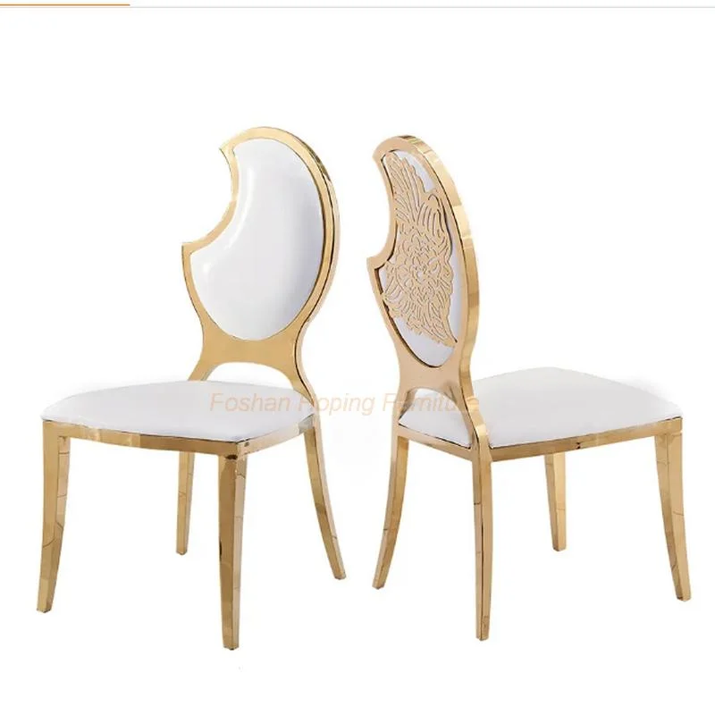 Moon Design Back Metal PU Leather Wedding Hotel Restaurant Dining Chair
