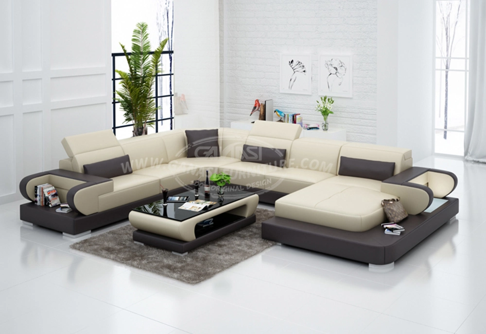 Chinese New Modern Living Room Furniture 7 Seater Leather Leisure Sofa
