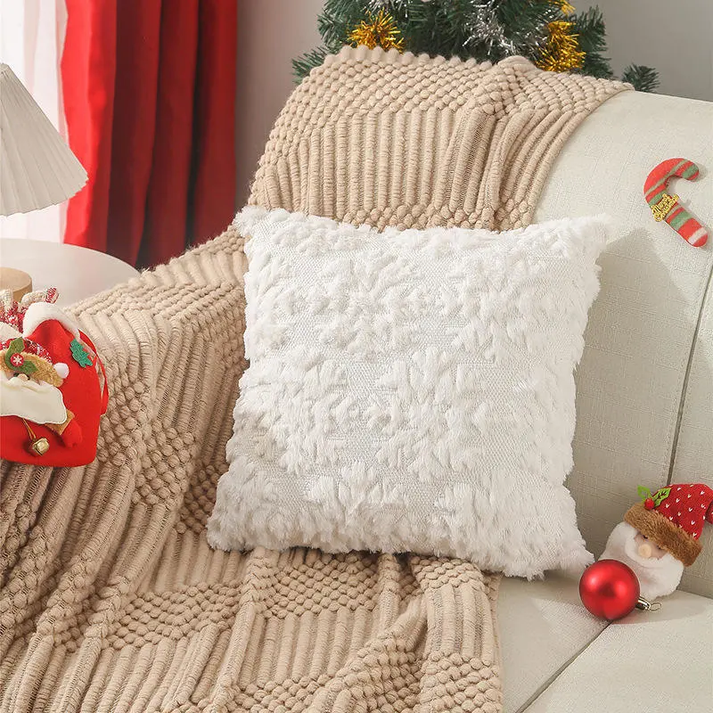 New Christmas Pillow Quilted Embroidery Nordic Minimalist Home Sofa Cushion Sets PV Plush Pillow Covers