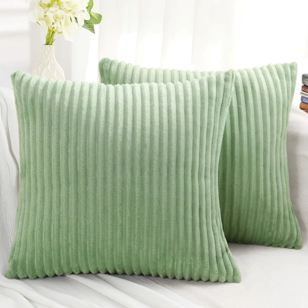 Soft Plush Flannel Double-Sided Fluffy Couch Throw Pillow Covers for Home