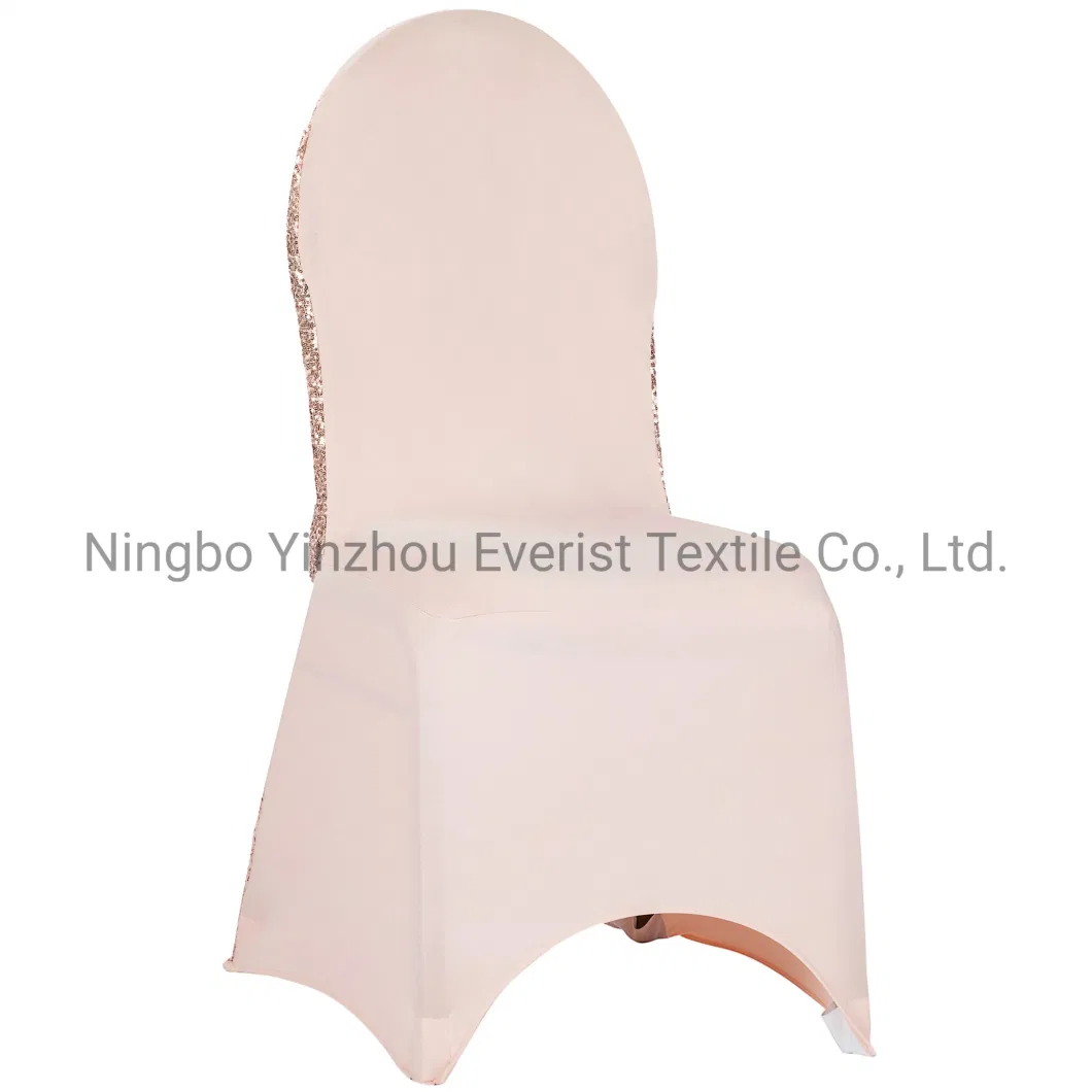 Glitz Sequin Stretch Spandex Chair Cover for Banquet and Wedding-Blush Rose Gold
