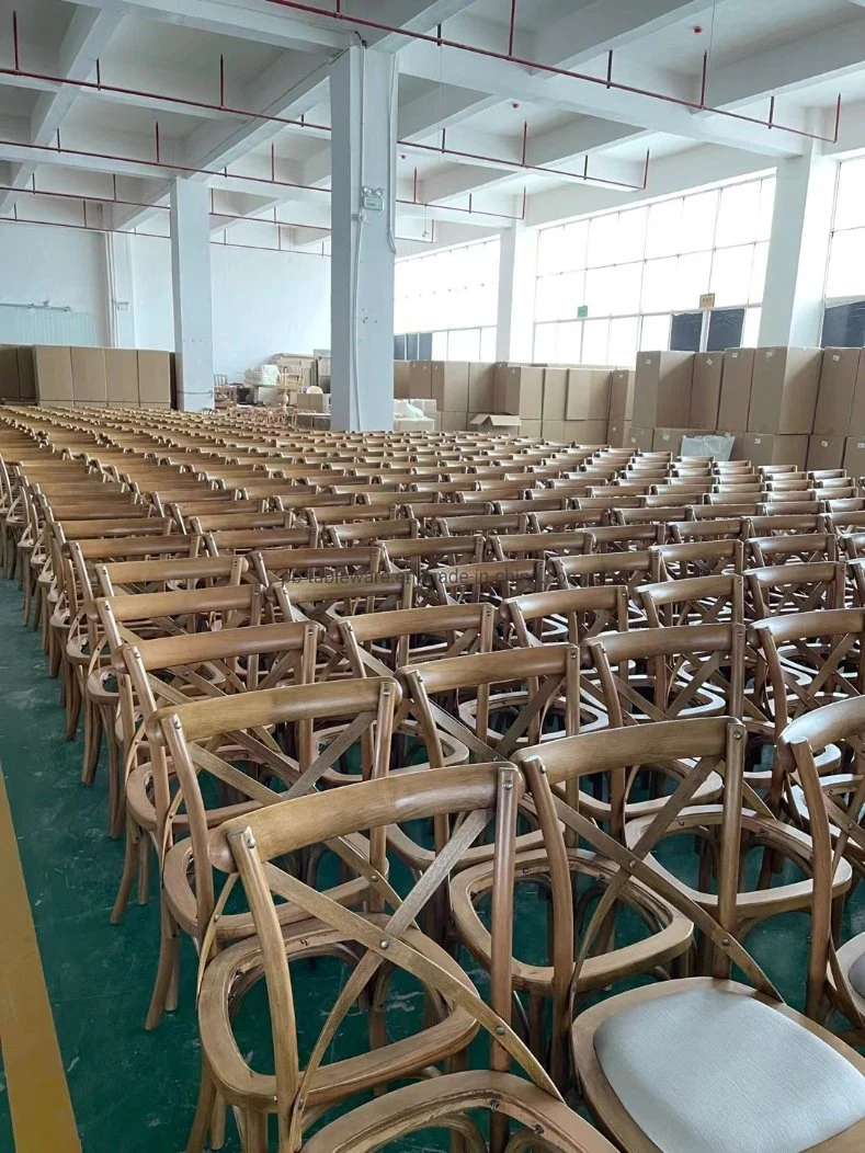 Wedding and Event Solid Wood Rattan Padded Seat Cross Back Chair X Chair Rentals