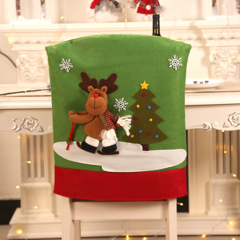 Christmas Santa Snowman Chair Cover with Hat Decoration