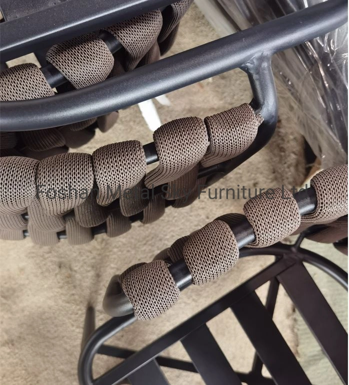 Outdoor Rattan Wicker Rope Metal Courtyard Garden Hotel Restaurant Chair