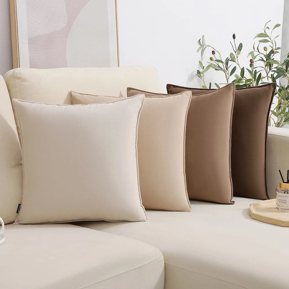 Neutral Solid Color Soft Decor Pillow Covers for Sofa Bedroom Couch Home