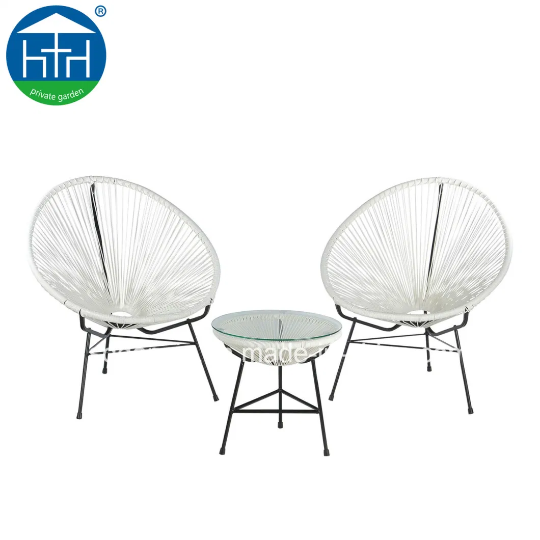 All-Weather Indoor Outdoor Oval Weave Lounge Patio Papasan Chair Rattan Acapulco Sun Chair Bistro Set