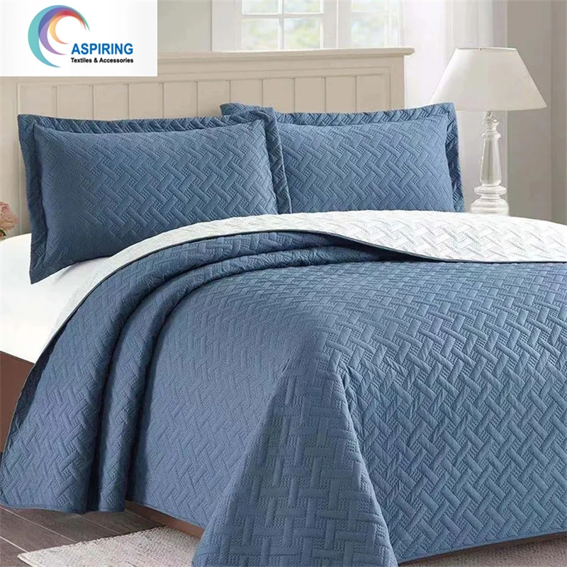 Prinyed Quilted 3 Piece Embossed Bedspreads Sets Ultrasonic / Autosonic Quilted Bed Cover and Comforter &amp; Quilts