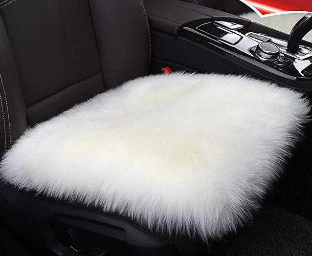 White Sheepskin Seat Cushion Cover Winter