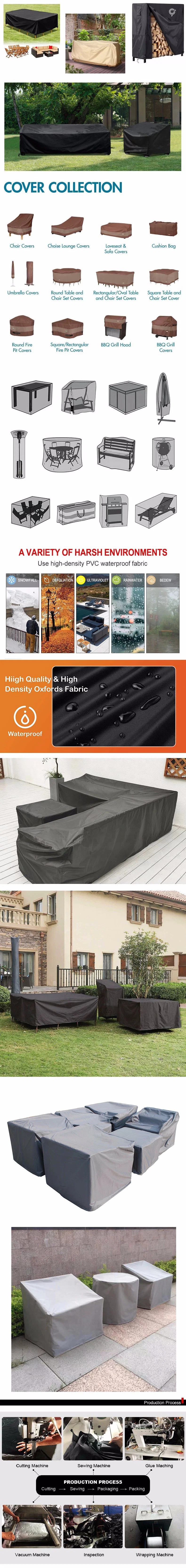 Custom 600d Oxford Cloth Outdoor Furniture Waterproof Cover Table and Chair Protective Cover