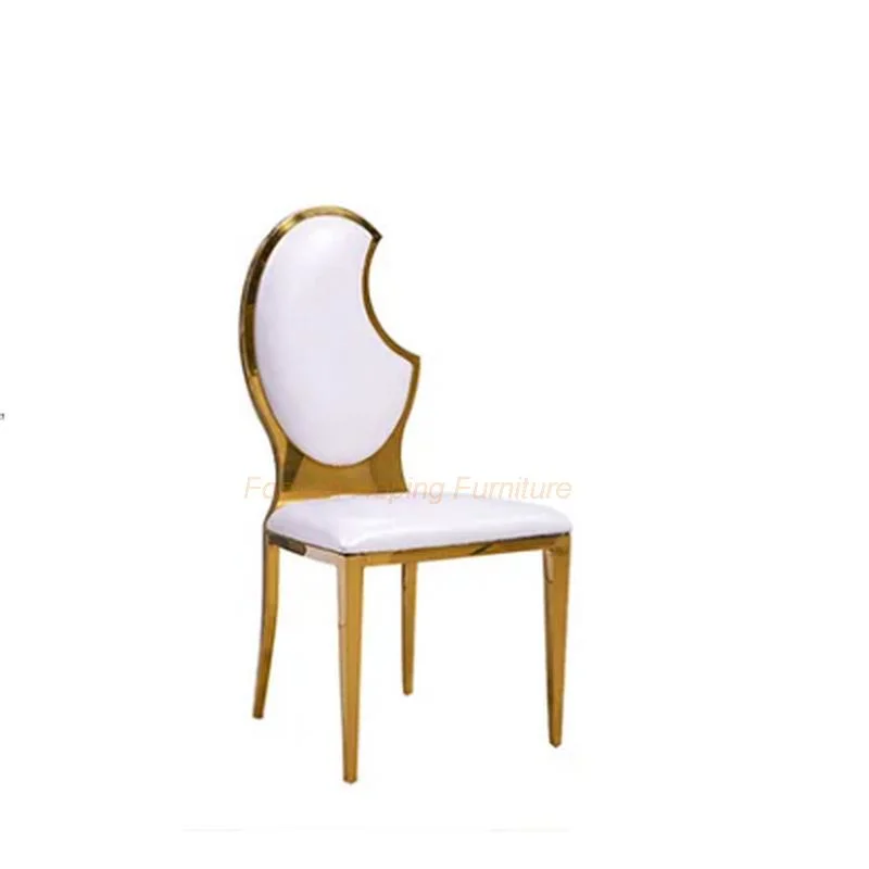 Moon Design Back Metal PU Leather Wedding Hotel Restaurant Dining Chair