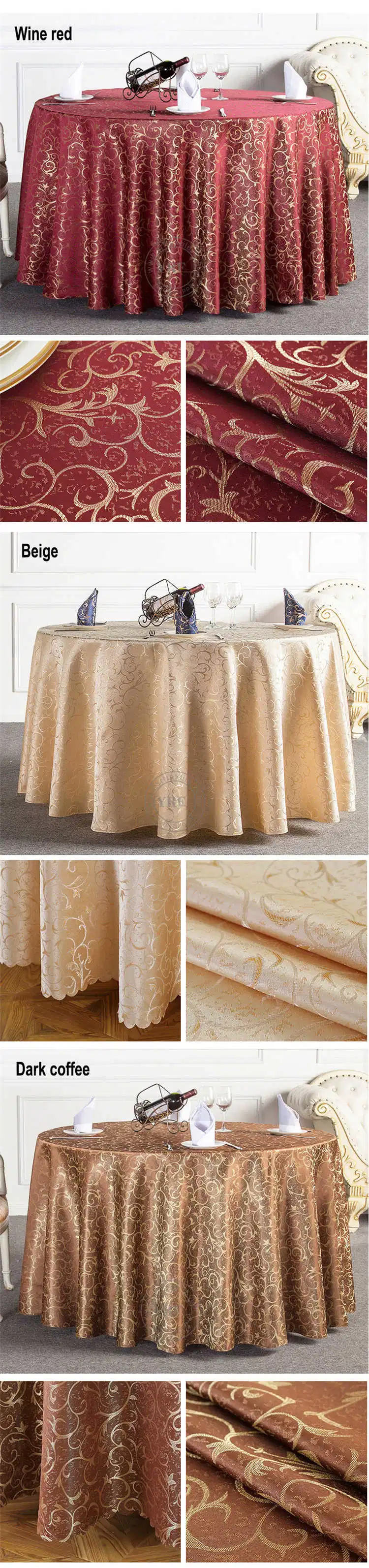 Factory in China Tablecloth Arabic Round Wedding Table Cloth Chair Cover for Wedding