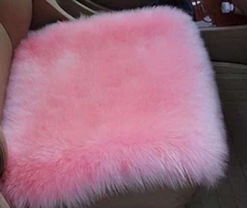Sheepskin Seat Cushion Cover Winter Pink
