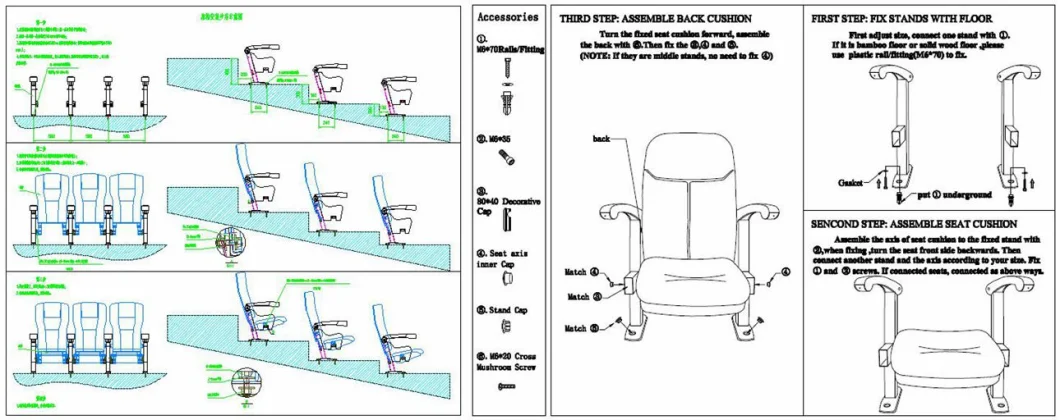 Modern Lecture Cinema Chairs Theater Seat Covers