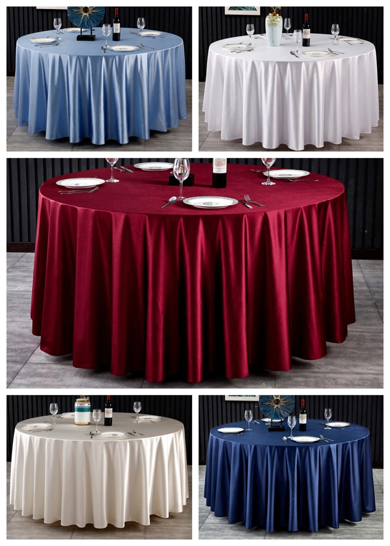 Hotel Polyester White 120&quot; Tablecloth Wedding Round Tablecloth Nappe Banquet Restaurant Table Cloth Double-Layer Wedding Table Cover