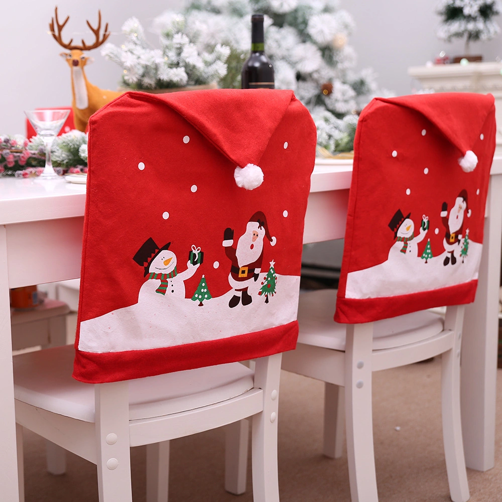 Christmas Ornaments Elderly Snowman Chair Covers Hotel Restaurant Festive Decoration Dress up Supplies Chair Covers