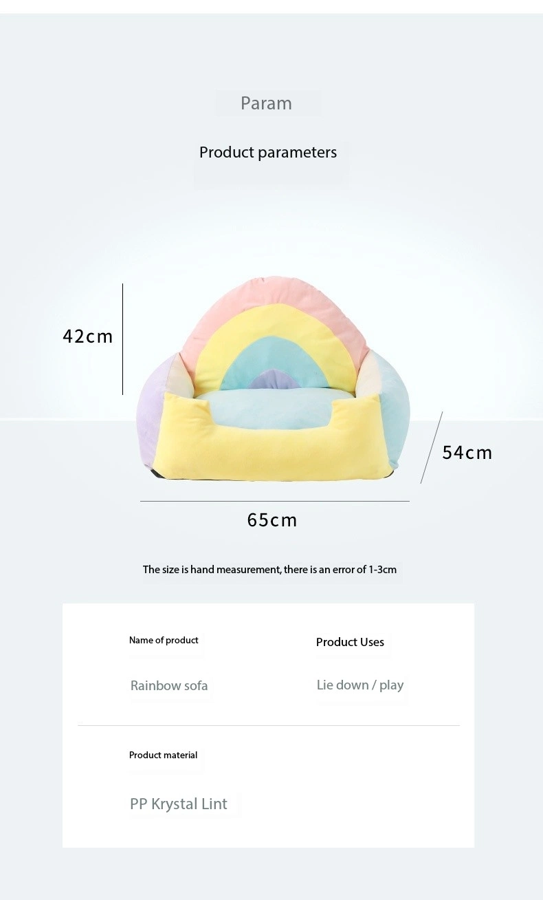 Rainbow Dog Couch Bed for Comfortable Sleep, Removable Washable Cover Medium Large Dog Sofa Bed, Pet Sofa for Indoor