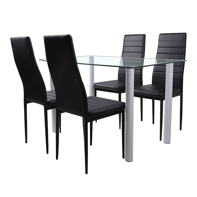 Light Luxury European Best Price Glass Transparent Square Coffee Dining Table with Iron Legs