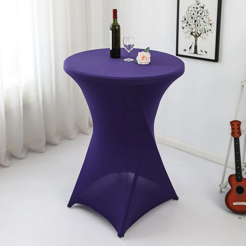 Round Fitted Stretch Cocktail Spandex Bistro Cocktail Bar Table Cover with Top Cover Stretch Tablecloths for Wedding Party Table Cover