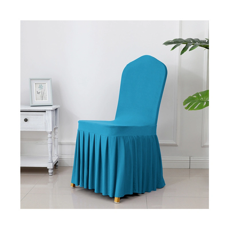 Hotel Wedding Hall Living Room Party Skirt Ruffle Ruched Stretch Elastic Spandex Chair Cover for Banquet