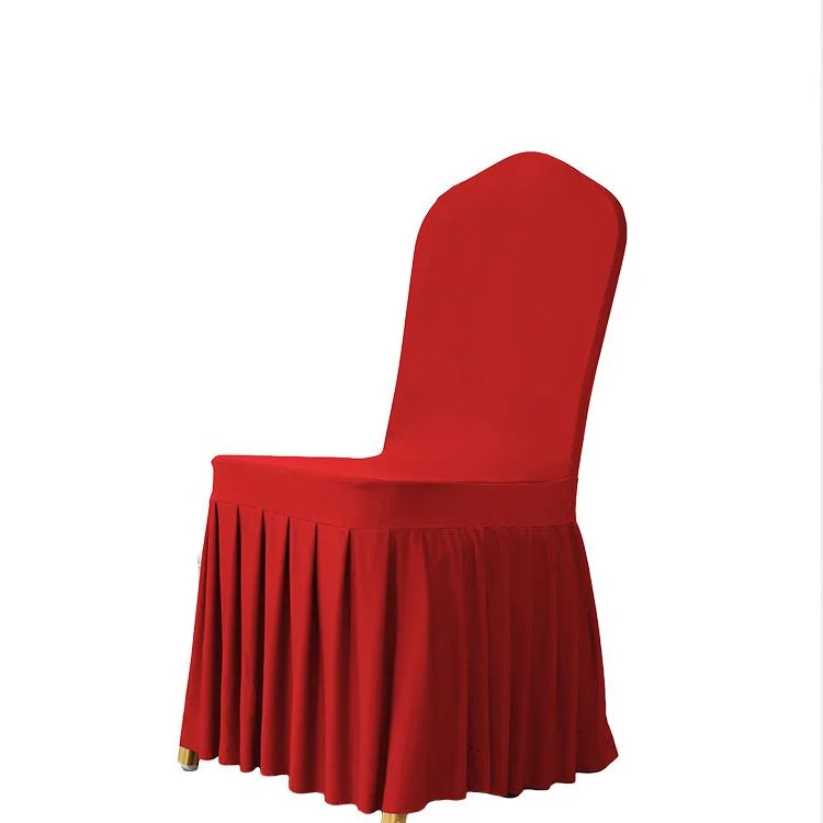 Hotel Wedding Hall Living Room Party Skirt Ruffle Ruched Stretch Elastic Spandex Chair Cover for Banquet