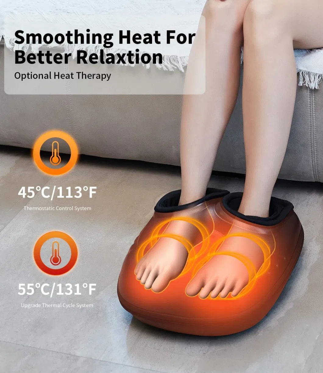 New Foot Massager with Leather Surface Light Weight Kneading Shiatsu Heat Vibration