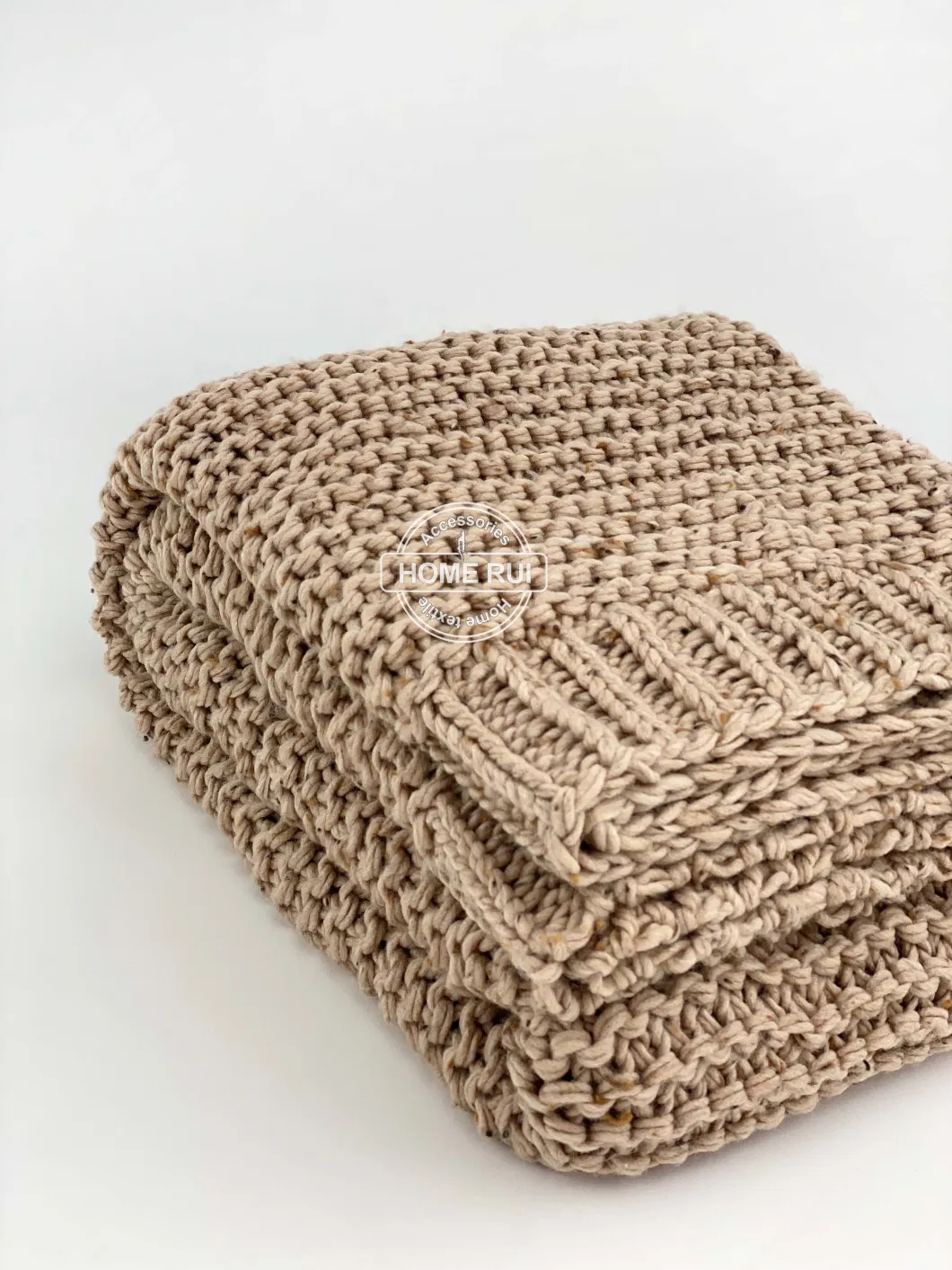 Manufacturer Rust Oekotex Nordic Native American Style Couch Crib Car Wellness Blended Ultra-Soft Knotted Textured Durable Solid All-Round Rug Knitted Blanket