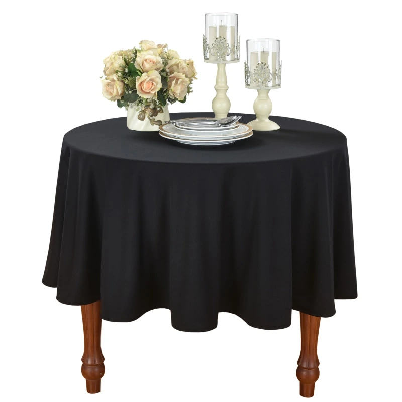 White 100% Polyester Table Cover Round Tablecloth Wedding Table Cloths with Spandex Banquet Chair Cover