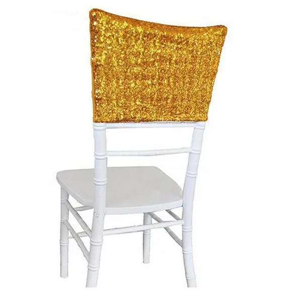 Gold Glitter Sequin Hotel Chair Cover Geometric Pattern Chiavari Chair Chair Cover for Outdoor Wedding