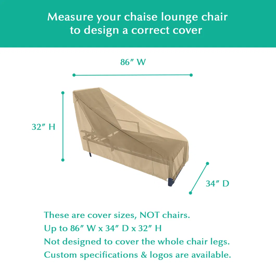 Dandelion Wholesale Custom 600d Waterproof Ripstop Dustproof Patio Chaise Lounge Chair Cover