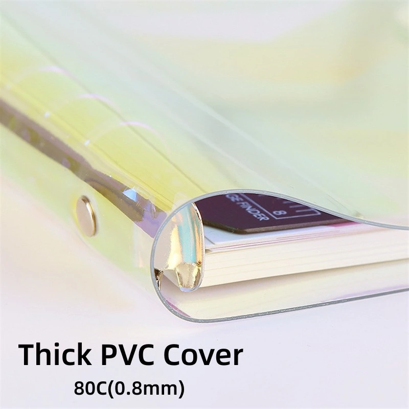 A5 Size Iridescent PVC Covers for Loose-Leaf Journal Note Book Notebook Diary Wholesale Stationery 6 Rings Binder Case, Binder Cover (without inner pages)