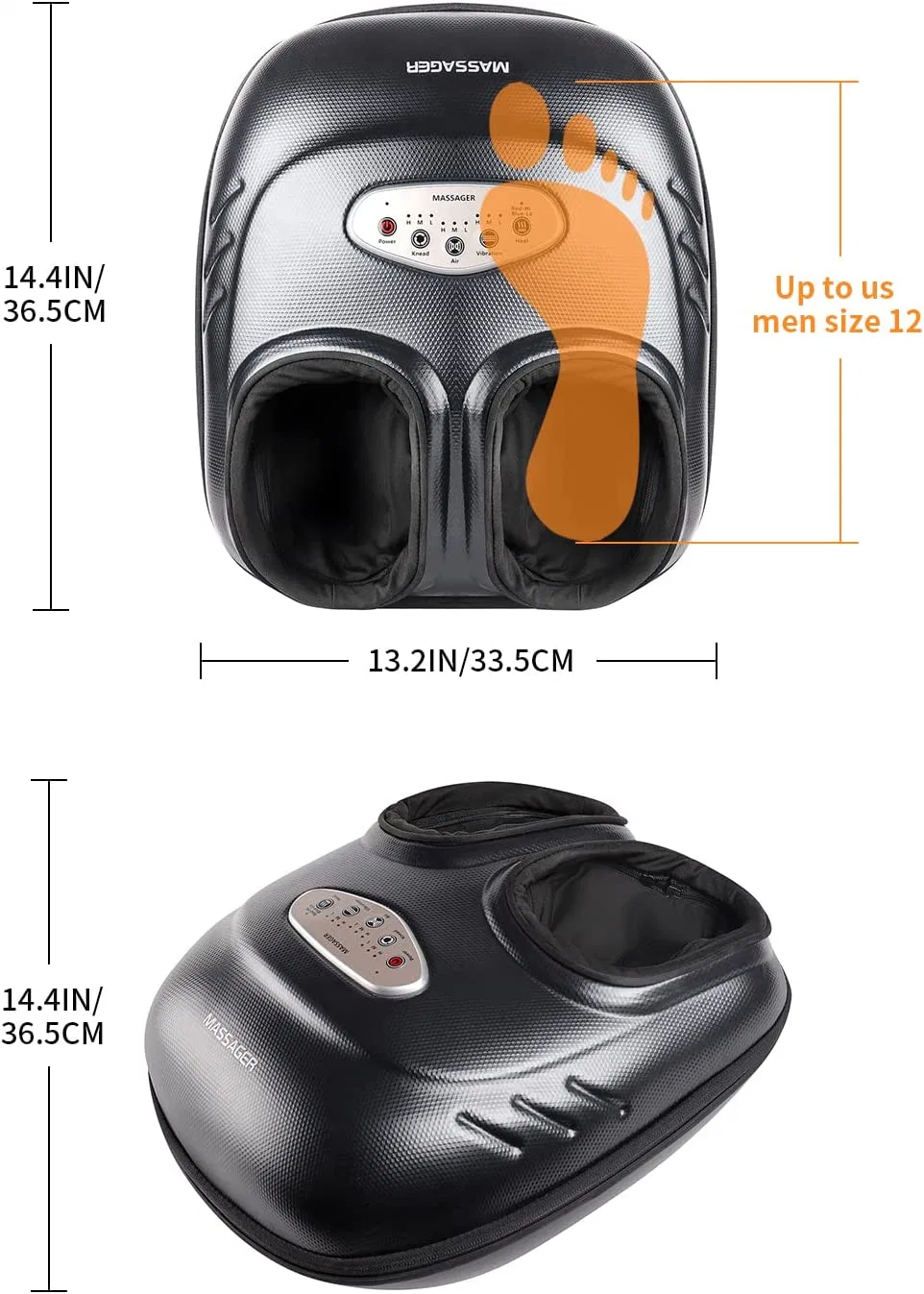 Foot Massager Machine with Multi-Level Settings &amp; Adjustable Intensity, and 3 Kneading Speeds Heat Function, Deep Kneading Massager