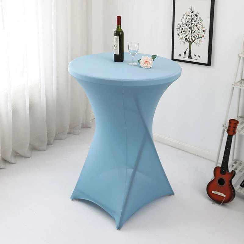 Round Fitted Stretch Cocktail Spandex Bistro Cocktail Bar Table Cover with Top Cover Stretch Tablecloths for Wedding Party Table Cover