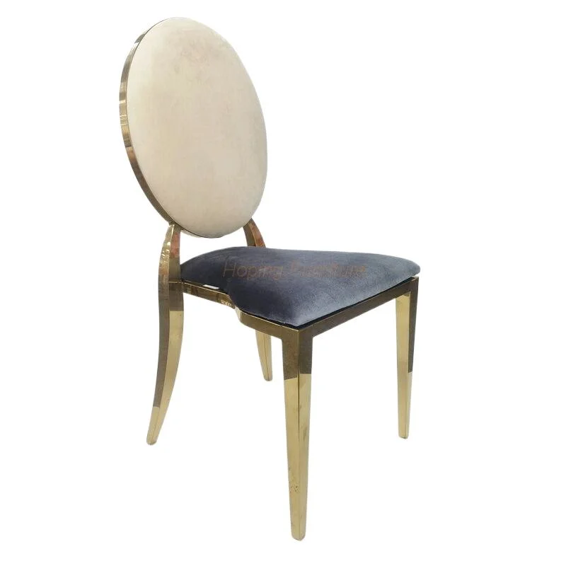 Wholesales Factory Furniture Chair Silla De Boda Banquet Circle Back Seat White Dining Chair Gold Metal Legs Colorful PU Cafe Wedding Chair