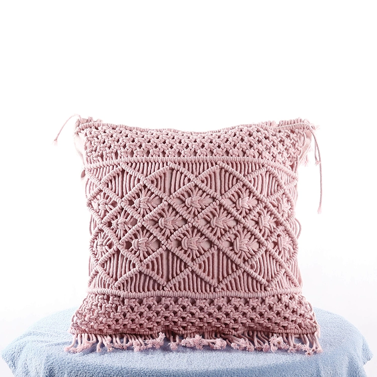 Woven Boho Cushion Cover with Fringes Boho Throw Cushion Cover Decorative Cushion Cover for Bed Sofa Couch Bench