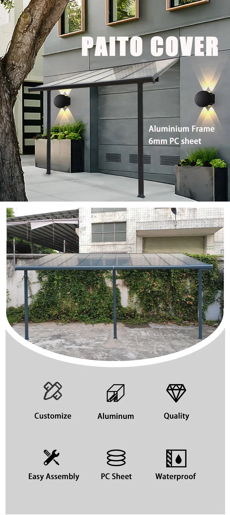 Powder Coating Aluminium Patio Cover Outdoor Aluminum