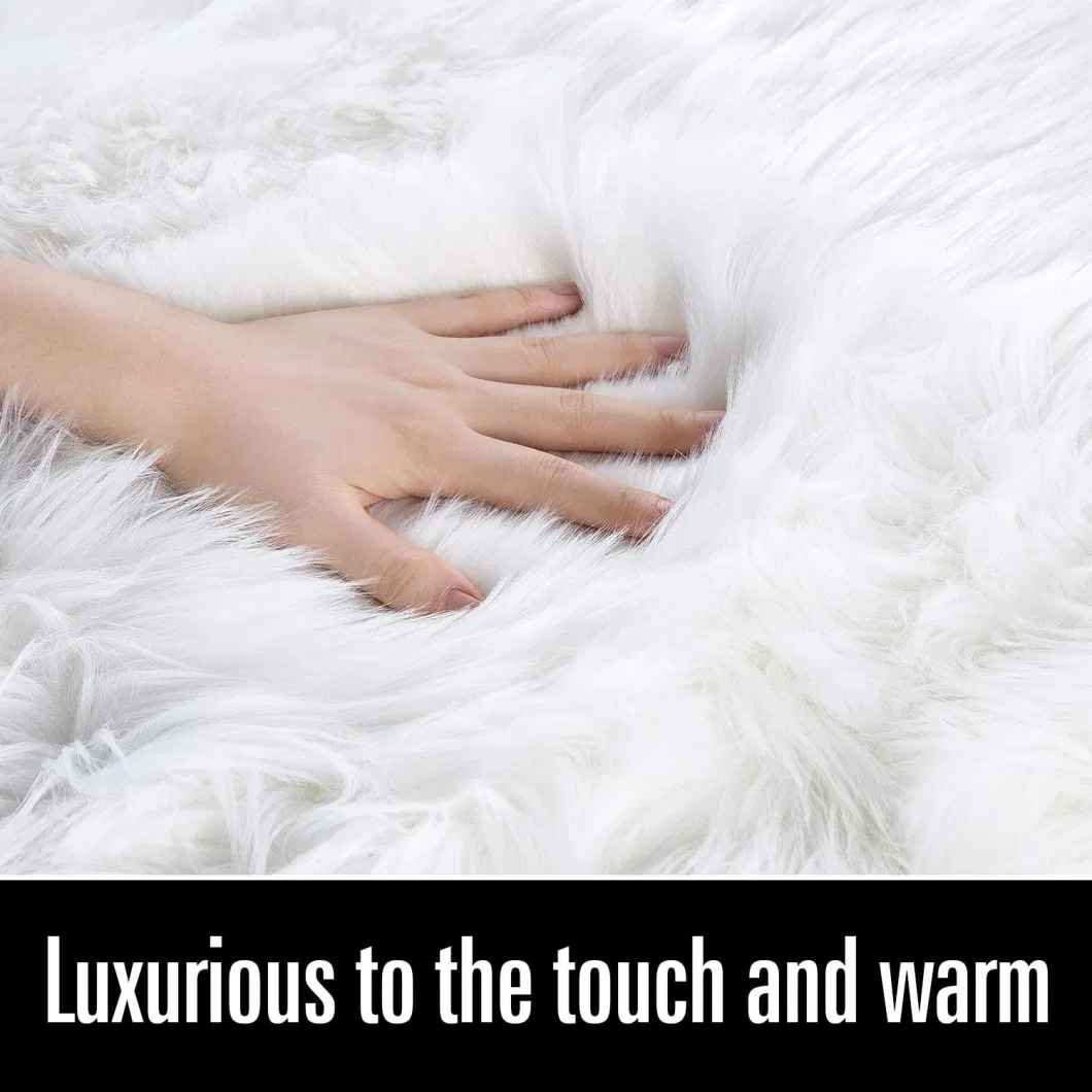 Luxury Chair Cover Seat Cushion Pad Plush Faux Fur Area Rugs for Home Decor