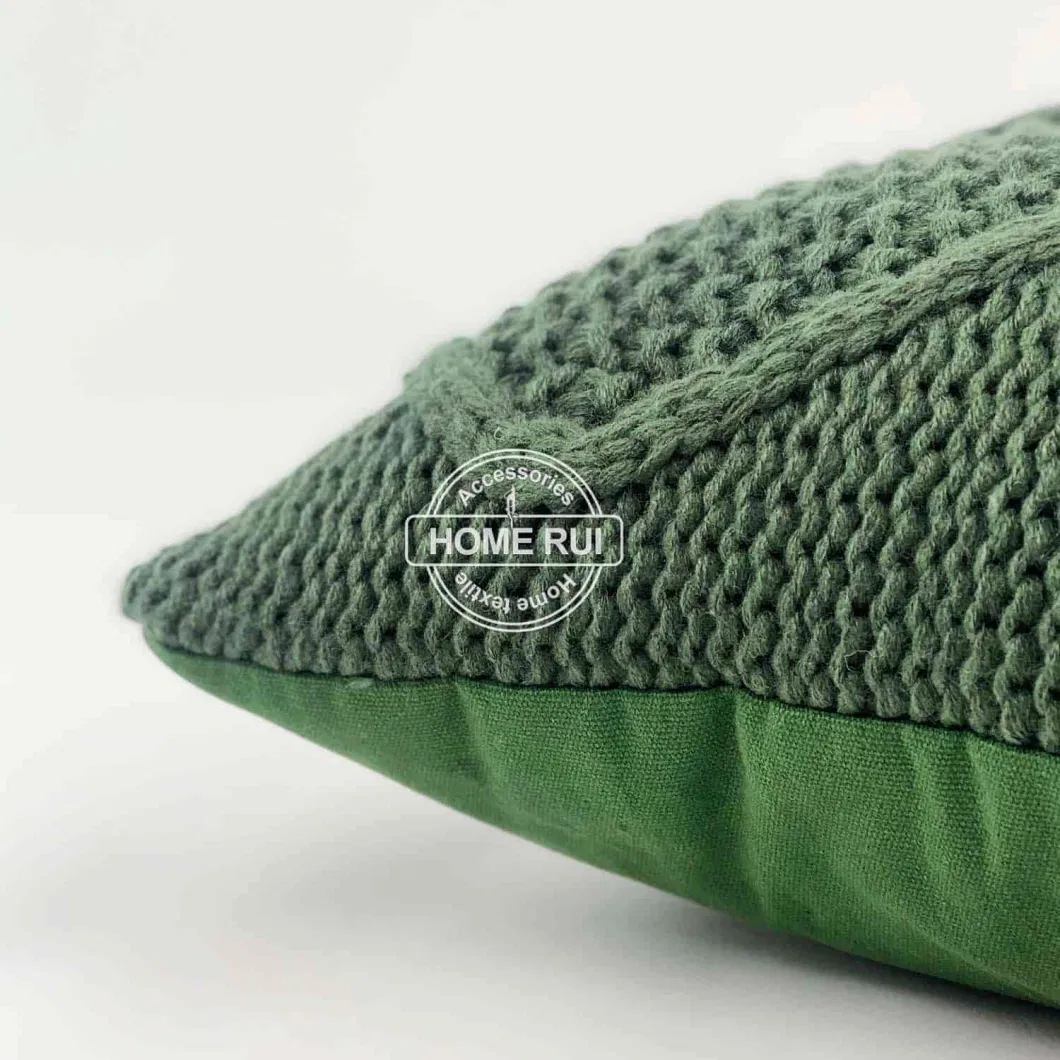 Olive Cable Basket Knit Throw Pillow Cover Sweater Square Warm Chunky Cover for Couch Bed Home Living Room Sofa Couch Accent Texture Decor Cushion