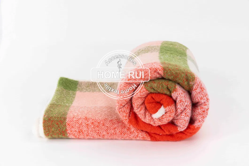 Home Outdoor Travel Bed Sofa Car Soft Warm Thick Red Two Sides Plaid Checks Cozy Fur Fleece Sherpa Throw Blanket Cover