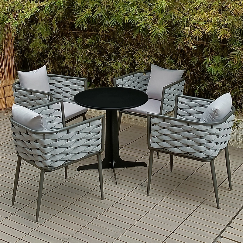 Modern Patio Furniture Hotel Restaurant Stackable Commercial Designer Washable Aluminium Restaurant Dining Garden Outdoor Rope Chair