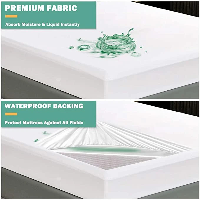 100% Waterproof Terry Cotton - Dust Proof Breathable Ultrasoft Noiseless Mattress Cover