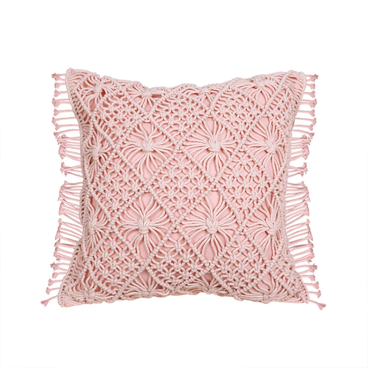 White 100% Cotton Rope Handmade Woven Crochet Sofa Cushion Cover
