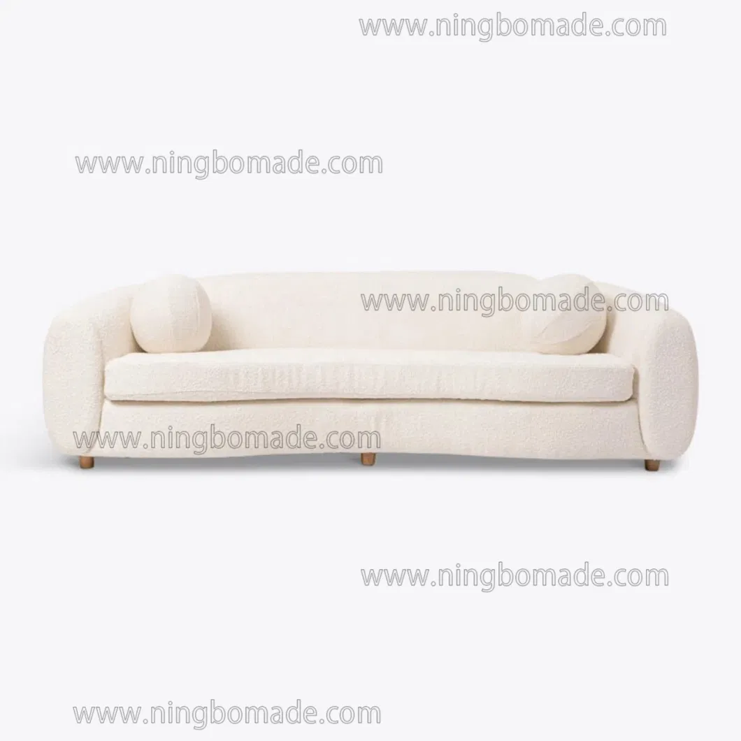 Contemporary Design Model Furniture White Boucle Three-Seat Sofa