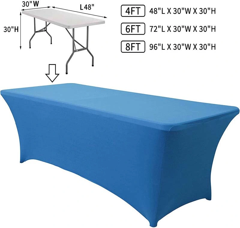 Rectangular Stretch Spandex Table Cover Light Blue 4FT/48&quot;L X 24&quot;W X 30&quot;H Polyester for Hotel
