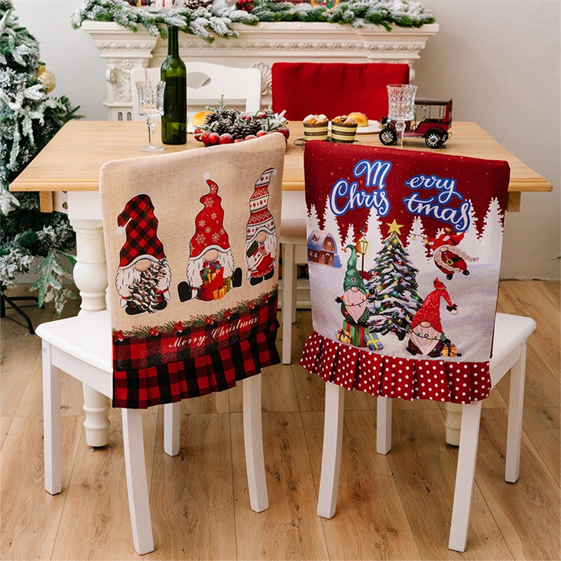 Christmas Pattern Dining Chair Slipcover Cloth Sleeve Chair Back Cover Protector for Home Dining Room - DOT