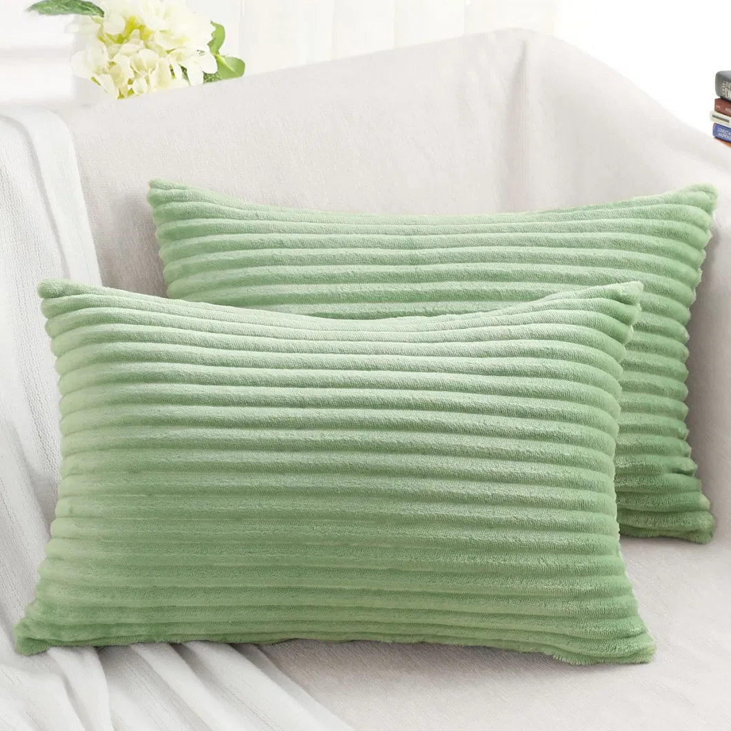 Soft Plush Flannel Double-Sided Fluffy Couch Throw Pillow Covers for Home