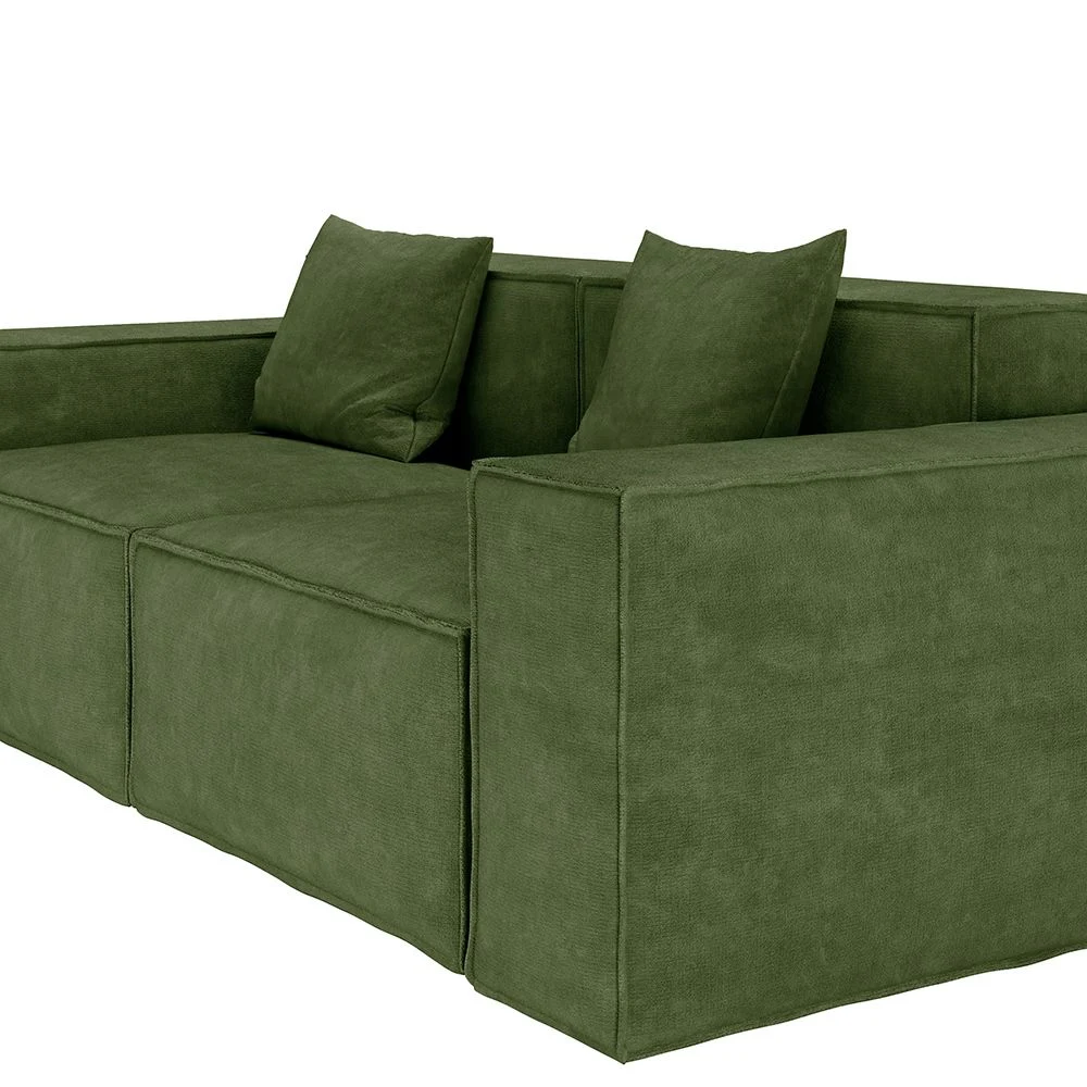 115.75 Minimalist Modular Sofa Track Arm Sofa Deep Seat Couch, Anti-Scratch and Water-Proof, Green